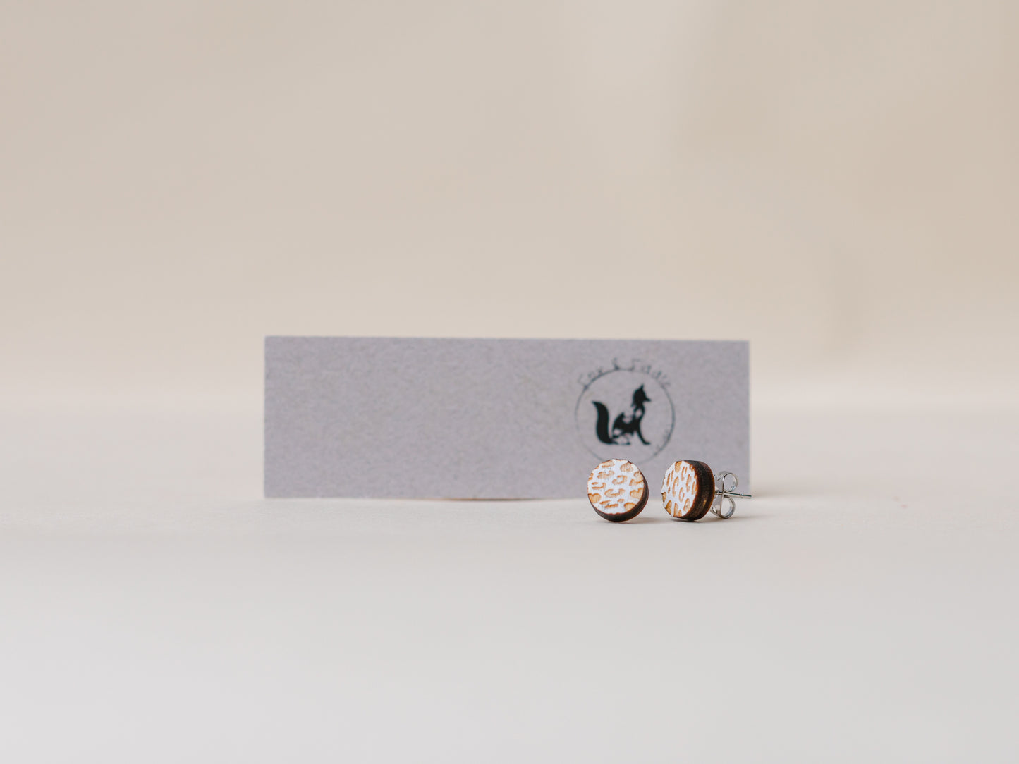 Cheetah - Wood Stud Earrings